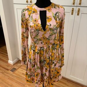 NWT Free People Pink Floral Mini Dress, Size 0